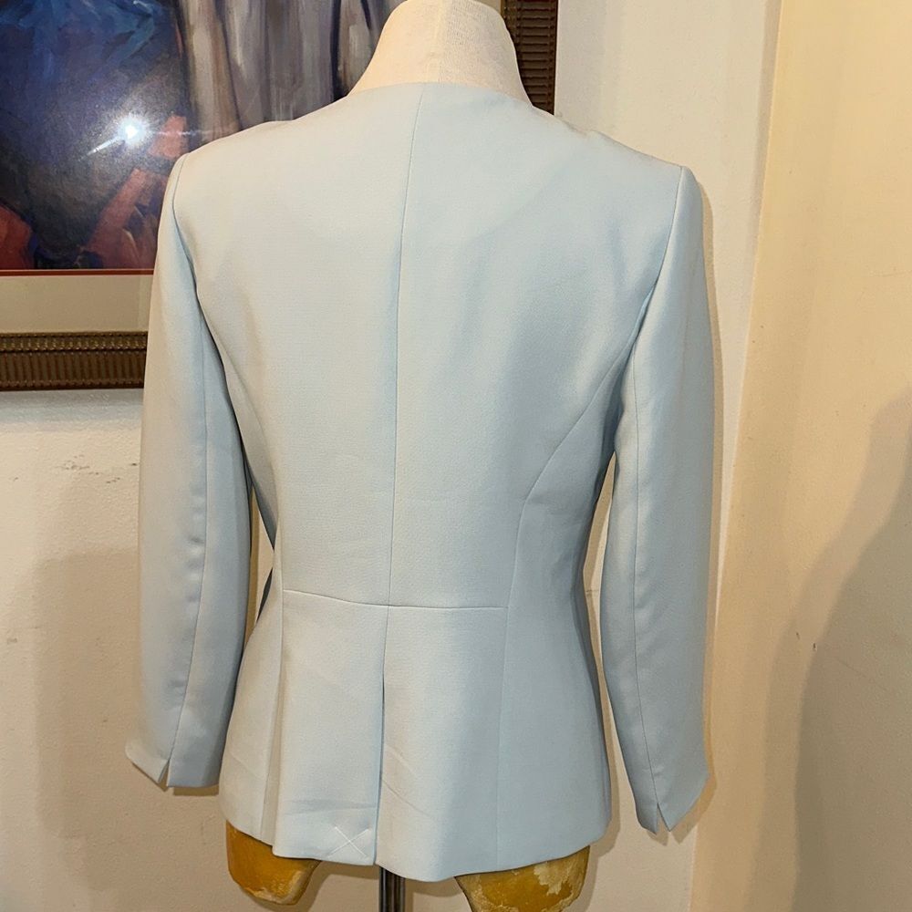 Talbots Elegant Light Blue Ruffle Women's Blazer Size 2 - Picture 10 of 11
